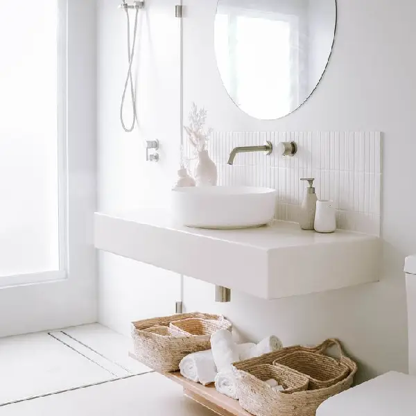 Crisp white bathroom